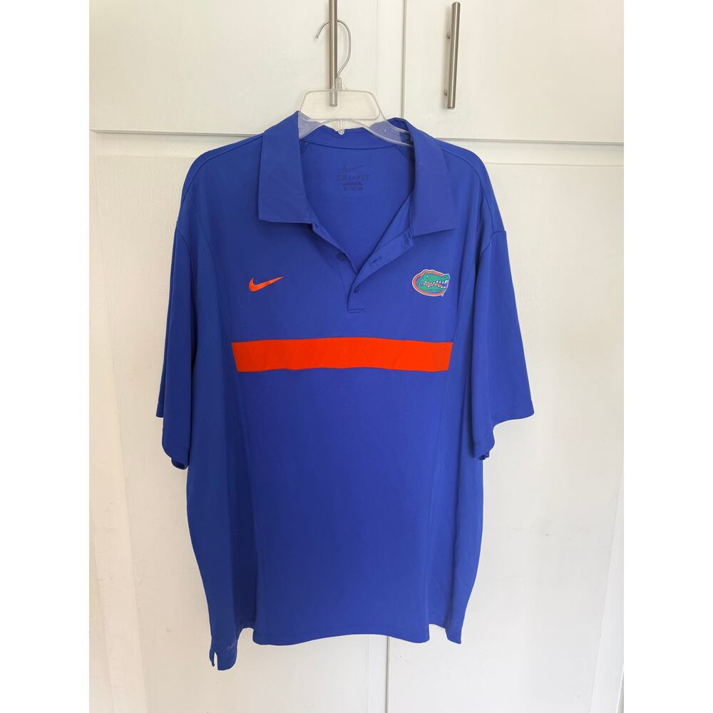 Nike Dri Fit Mens XL Florida Gators Polo Orange and Blue Shirt
